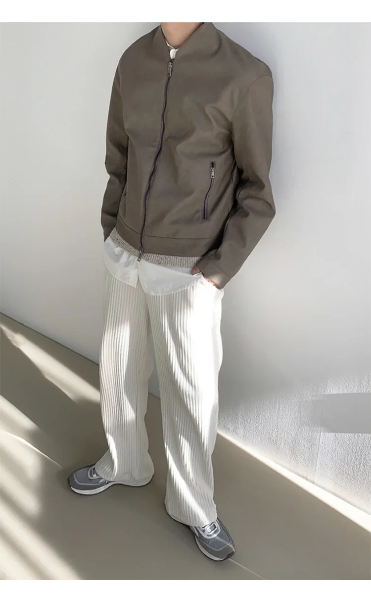 Брюки мужские вельветовые однотонные белые свободные повседневные размера плюс