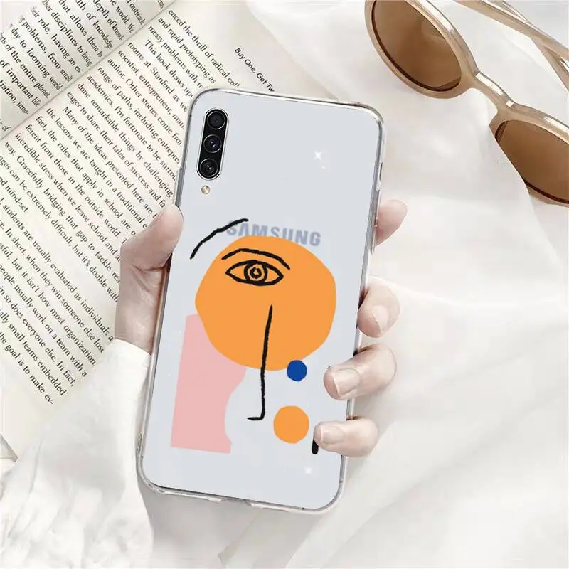 

Art Retro Abstract Geometric Phone Case Transparent for Samsung A71 S9 10 20 HUAWEI p30 40 honor 10i 8x xiaomi note 8 Pro 10t 11