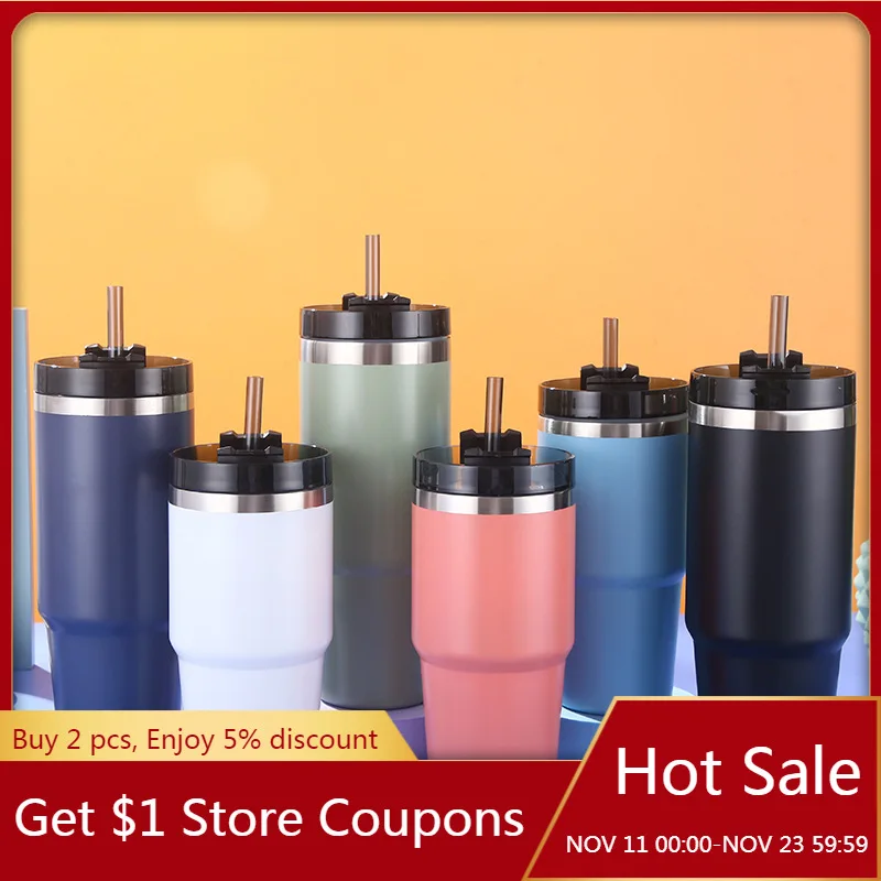 

20oz/30oz Stainless Steel Vacuum Beer Mug Vacuum Flask Mug Car Straw Thermos Large Capacity Beer Cup Car Coffee Mug