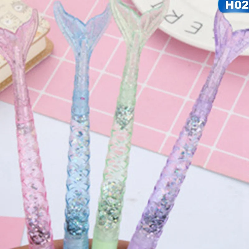 

1PCS Japanese And Korean Girl Color Laser Mermaid Into Oil Gel Pen Quicksand Tender Signature Pen Stationery