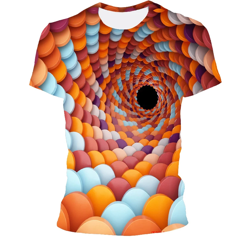 

2021 summer new style abstract visual 3D pattern fashion casual T-shirt fashion T-shirt 3D printing round neck short sleeve top