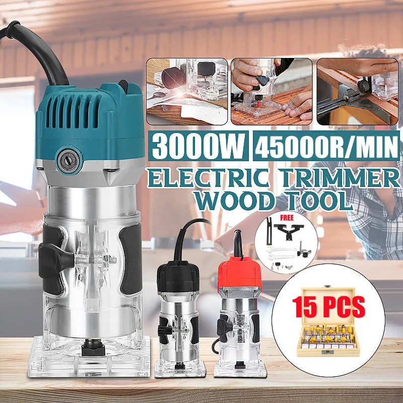 

3000W 45000rpm Woodworking Electric Trimmer Wood Milling Engraving Slotting Trimming Machine Hand Carving Machine Wood Router