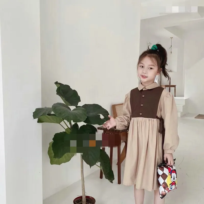 

Платье для девочек, весенняя одежда с длинным рукавом, платья с цветными блоками для младенцев, одежда для дня рождения, платье для маленьки...