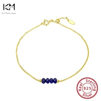 kiss mandy fashion 925 sterling silver lapis lazuli moonstone natural stones bracelets for women adjustable boho jewelry sb44