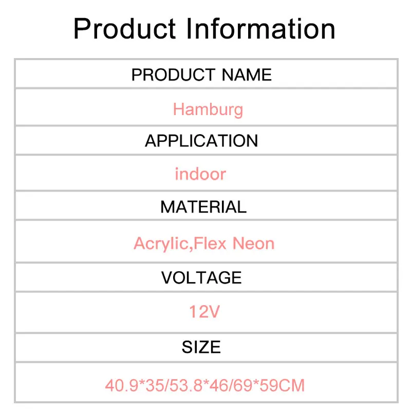 

LED Neon Sign Custom Lighting Wall for Home House Room Decor Lighting Plate Sconce Hamburgs Logo Neon Signs Lamp Tape