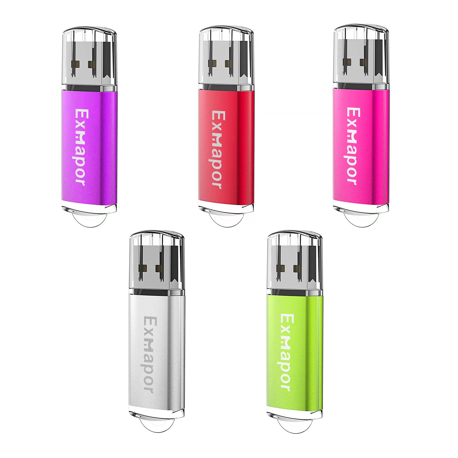 

16GB Flash Drive Pack of 5 Thumb Drives Bulk, Exmapor USB 2.0 Memory Sticks with Cap Pen Drive 16 GB, Portable Jump Drive