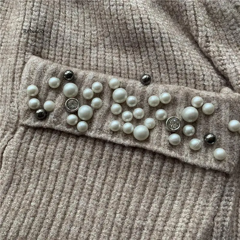 

women's suit Beaded Sweater + Skirt Suits Female Sexy Off Shoulder Long Sleeve Pullovers Woman Knitted Skirts Set two piece set