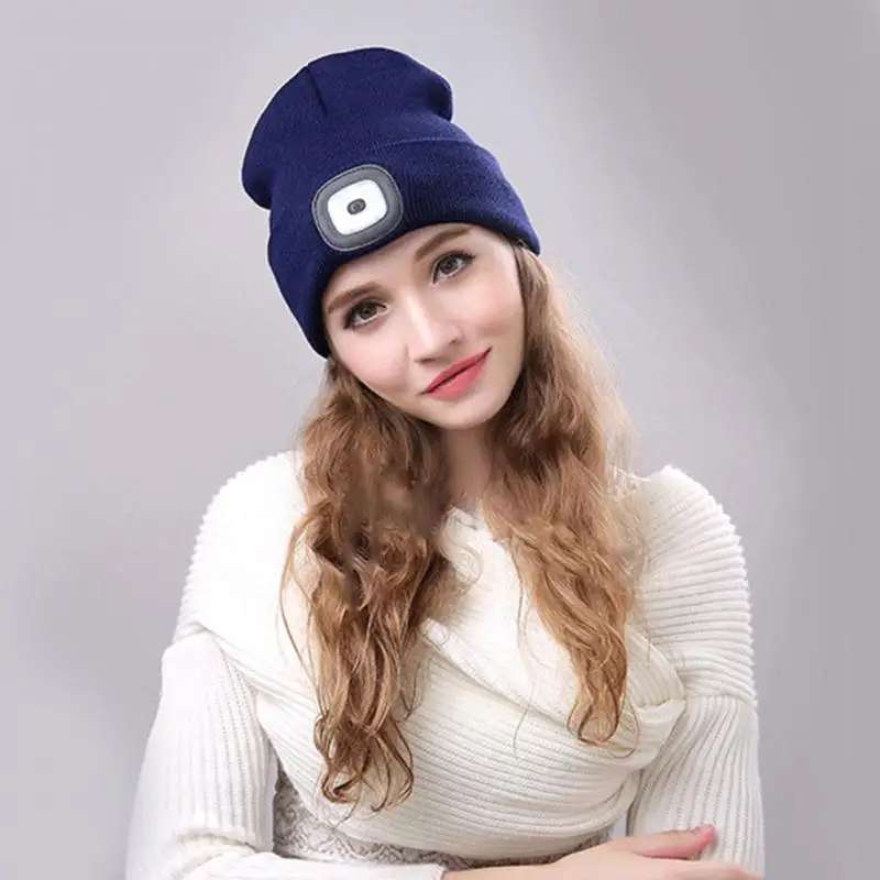 Перезаряжаемые осень зима со светодиодной подсветкой кепки теплые шапочки на