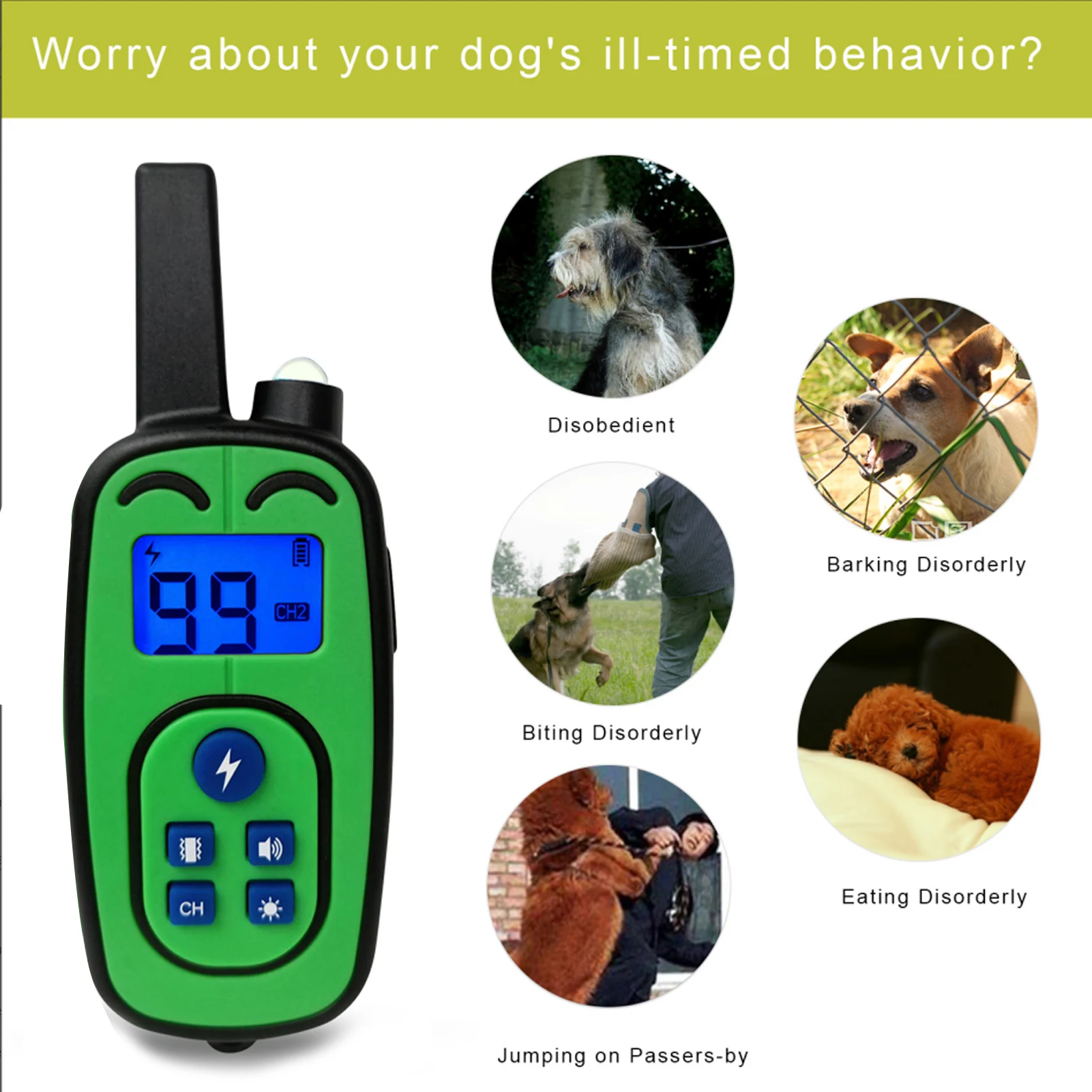 

800m Waterproof Pet Electric Dog Training Collar Remote Rechargeable With LCD Display Dog Bark Control Training Collar