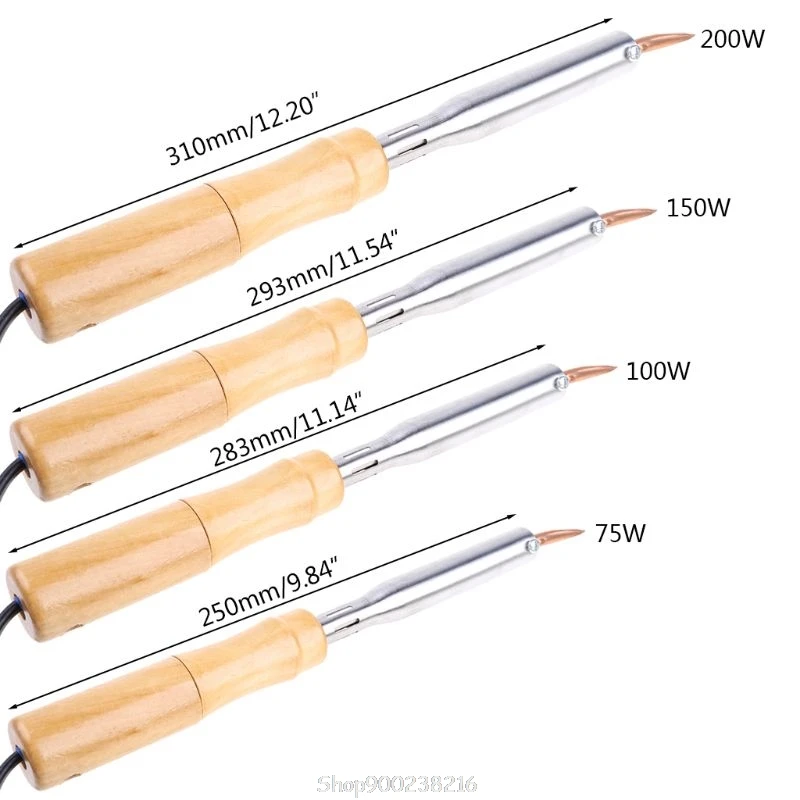 

220V Heavy Duty Electric Soldering Iron 75W 100W 150W 200W High Power Soldering Iron Chisel Tip Wood Handle O02 20 Dropship