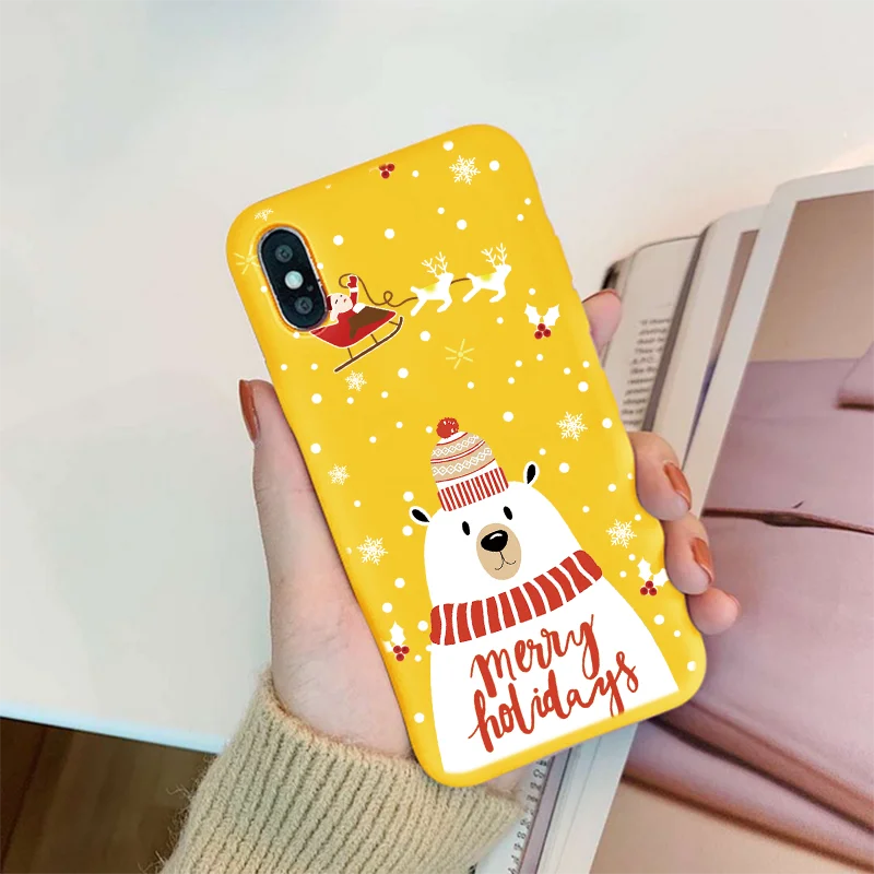 Рождественский мягкий чехол для IPhone 7 5 6 S 8 Plus XS X Xr Max 11 Pro MAX новогодний цветной