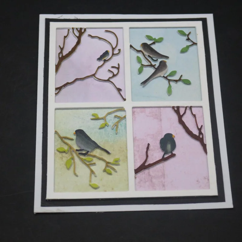 Металлические Вырубные штампы в виде птиц 4 шт. прямоугольные декоративные и