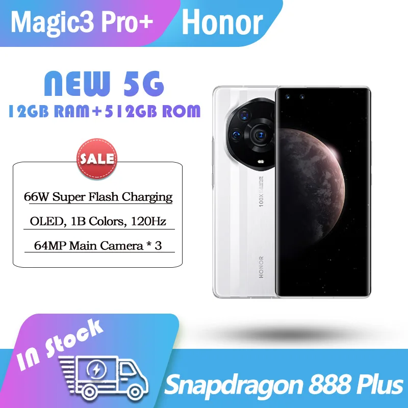 

Смартфон Honor Magic 3 Pro Plus, Snapdragon 888 Plus, аккумулятор 6,76 Ач, 66 Вт, суперзарядка, OLED-экран 120 дюйма, Гц, NFC, IP68