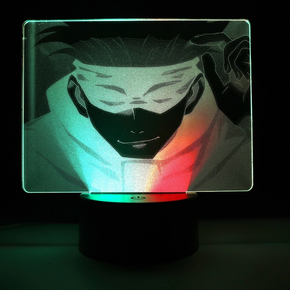 

Smiling Man With Face Mask 3D LED Lamp White Cracked Base Acrylic Light Guide Plate Home Decoration for Festival Birthday Gifts
