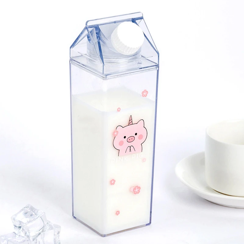 

Portable Water Bottle Pink Sakura Pig Cartoon Rainbow Unicorn Print Sports Drinking Cup For Home School Office Milk Coffee
