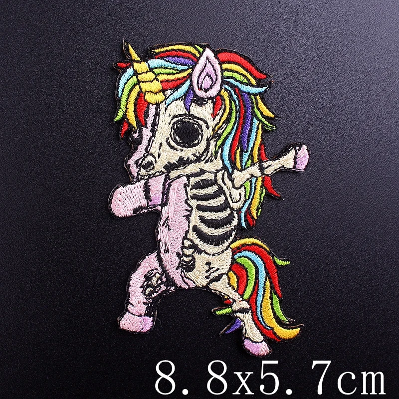 

Punk Skull Patches For Clothing Sticker Shark Embroidered Patches For Clothes Iron On Patches For Jacket DIY Rock Stripe Badge
