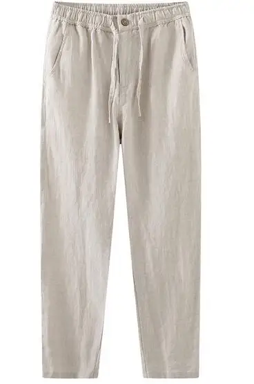 

New men's casual trousers autumn thin loose cotton line solid color pants