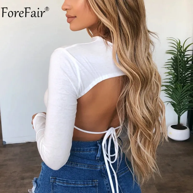 Женский укороченный Топ с длинным рукавом и высоким воротником | Женская одежда