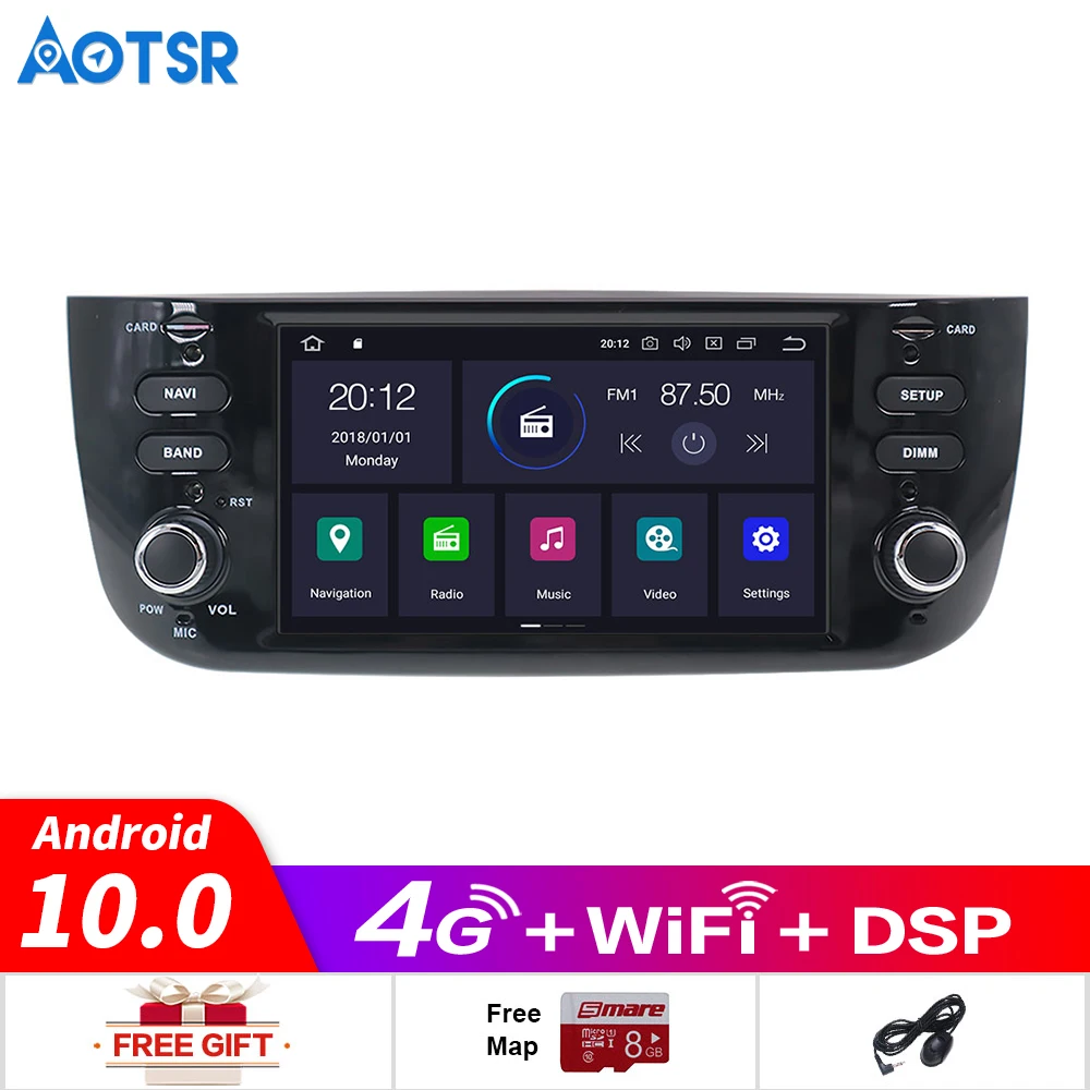 Автомобильный DVD плеер Android 10 0 GPS навигация для Fiat Punto 2009 2015 радио мультимедиа