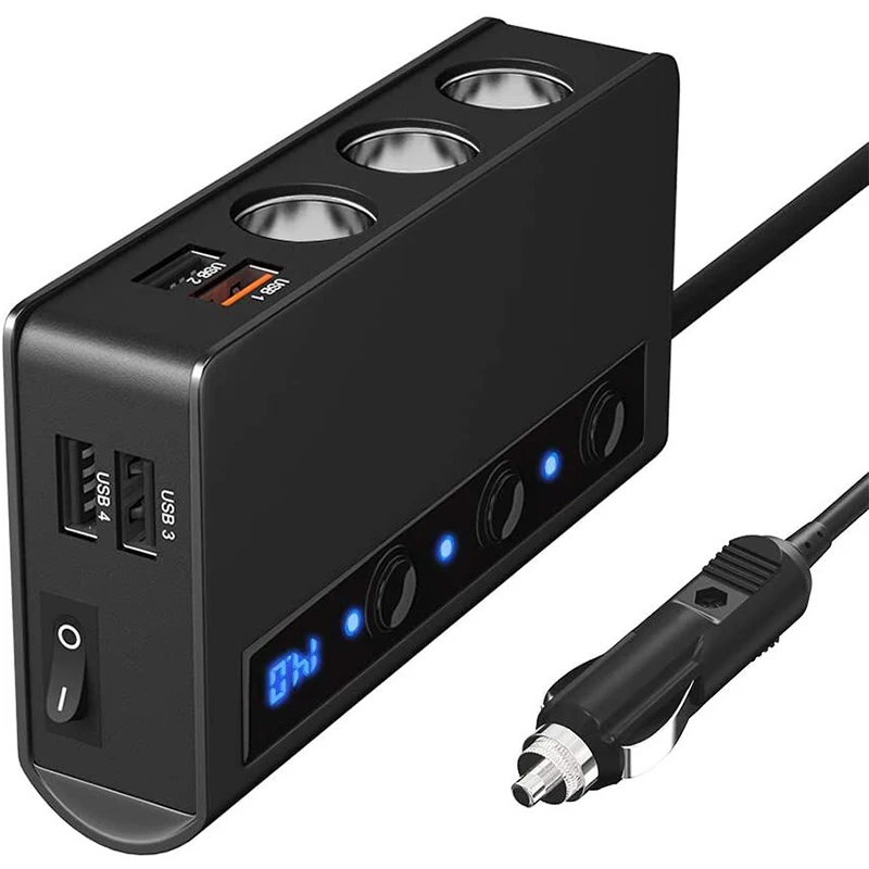 Разветвитель Прикуривателя CDEN с 4 USB портами и светодиодным индикатором|Адаптер