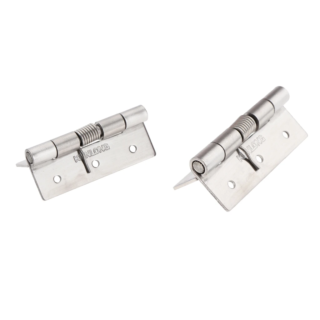 

2pcs Stainless Steel Spring Cast Door Hinge Self-Closing for Boat, RVs (2.36 x 0.6 in) - Silver
