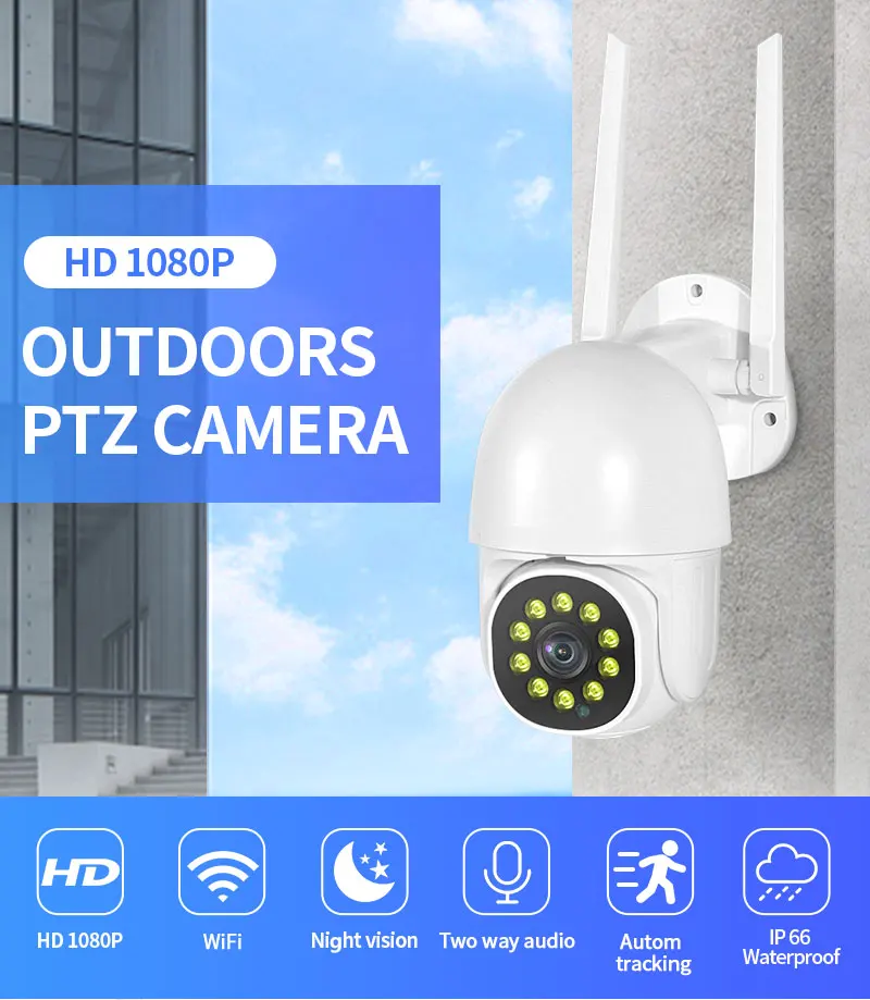 WiFi 1080P IP камера Беспроводная Автоматическая отслеживающая PTZ скоростная