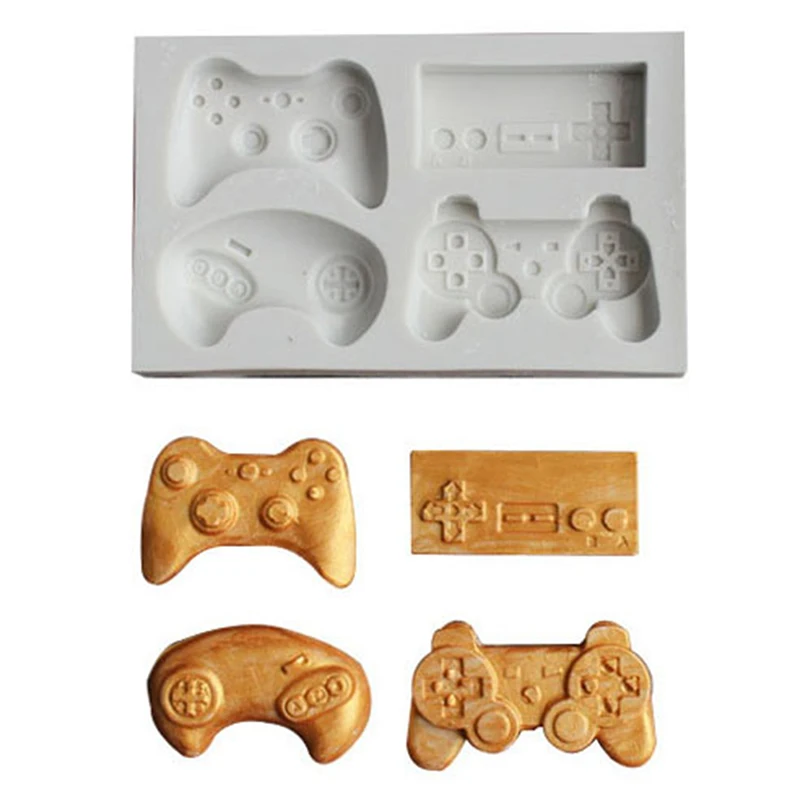 

Grey Gamepad Silicone Mold gamers boy gift game controller shape Fondant Silicone Mould Cake Decoration Sugar Mold Baking Mold