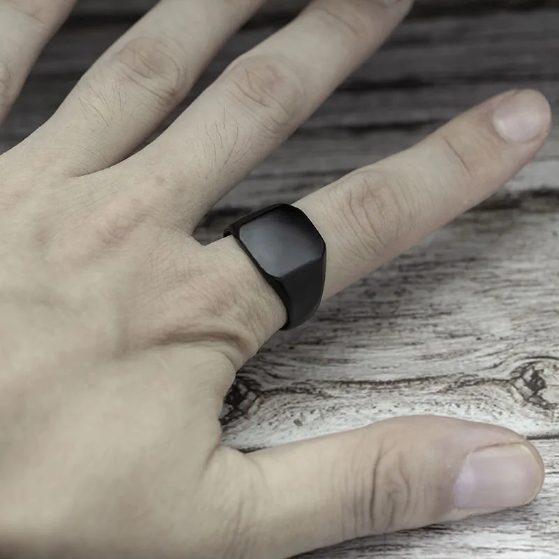 Fashion Simple Style Black Square Ring Classic Ring Wedding Engagement Jewelry