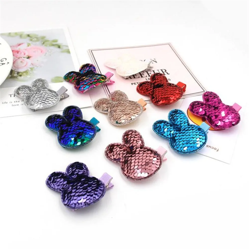 1pcs Candy Color Fashion Fish Scale Sequins Hair Clips Rabbit &amp Heart Shape Waterdrop Hairpins For Girls Christmas Accessories | Красота и