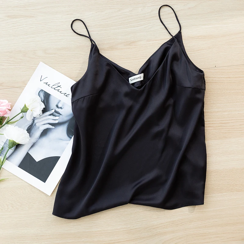 Women Loose Tank Top Fashionable Silky Satin Camisole For All Seasons Blusas