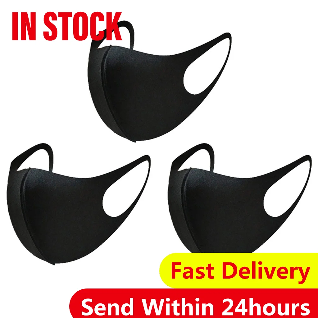 3 шт. маска для рта против смога пылезащитные маски черная хлопковая ткань Pm25 лица