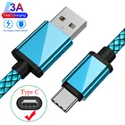 Сверхбыстрый зарядный кабель 3A USB Type-C для Huawei P40 Pro P20 lite Honor 9X, зарядное устройство для телефона Redmi Note 8 9S, usb-шнуры OnePlus 7