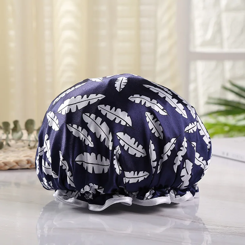 Водонепроницаемая утолщенная шапочка для душа с двойным атласным принтом