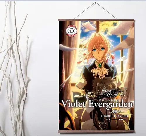 

Лот стиль на выбор фиолетовый Evergarden аниме Искусство Печать на холсте плакат украшение живопись с твердой древесиной виток