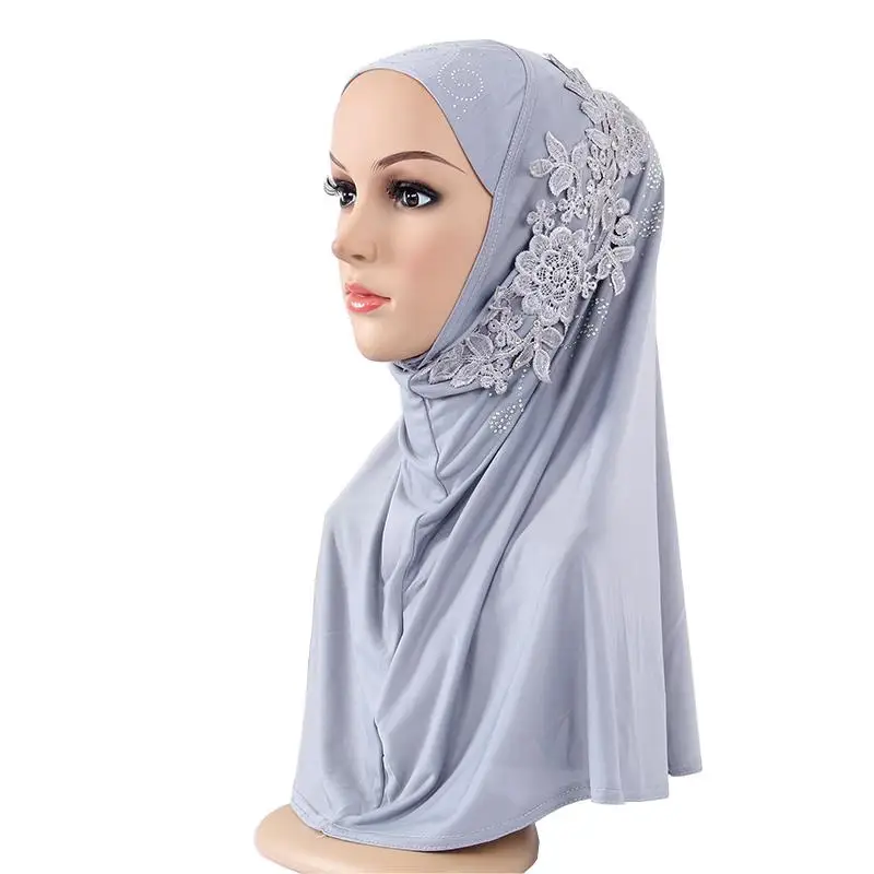 One Piece Muslim Hijab Islamic Women Under Scarf Caps Bone Bonnet Full Cover Appliques Rhinestone Turban Headscarf Ramadan New |