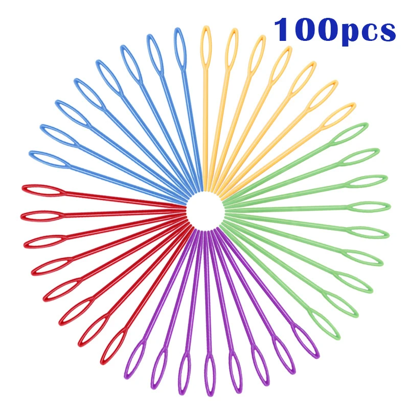 MIUSIE 100 шт./компл. 9 см Цветной Пластик Stitchery игла свитер стежка иглы большой глаз
