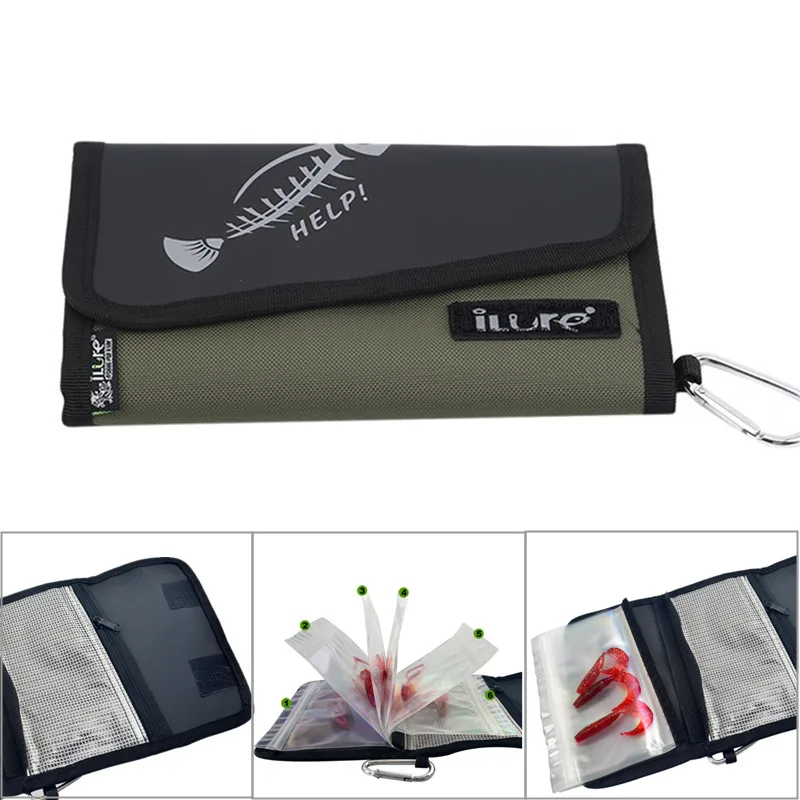 

Fishing Soft Lure Bags Canvas Waterproof Sequin Jig Bag Bait Bag Tackle Bag 27RD Soft Lures Baits Bags Folding Fishing Bag