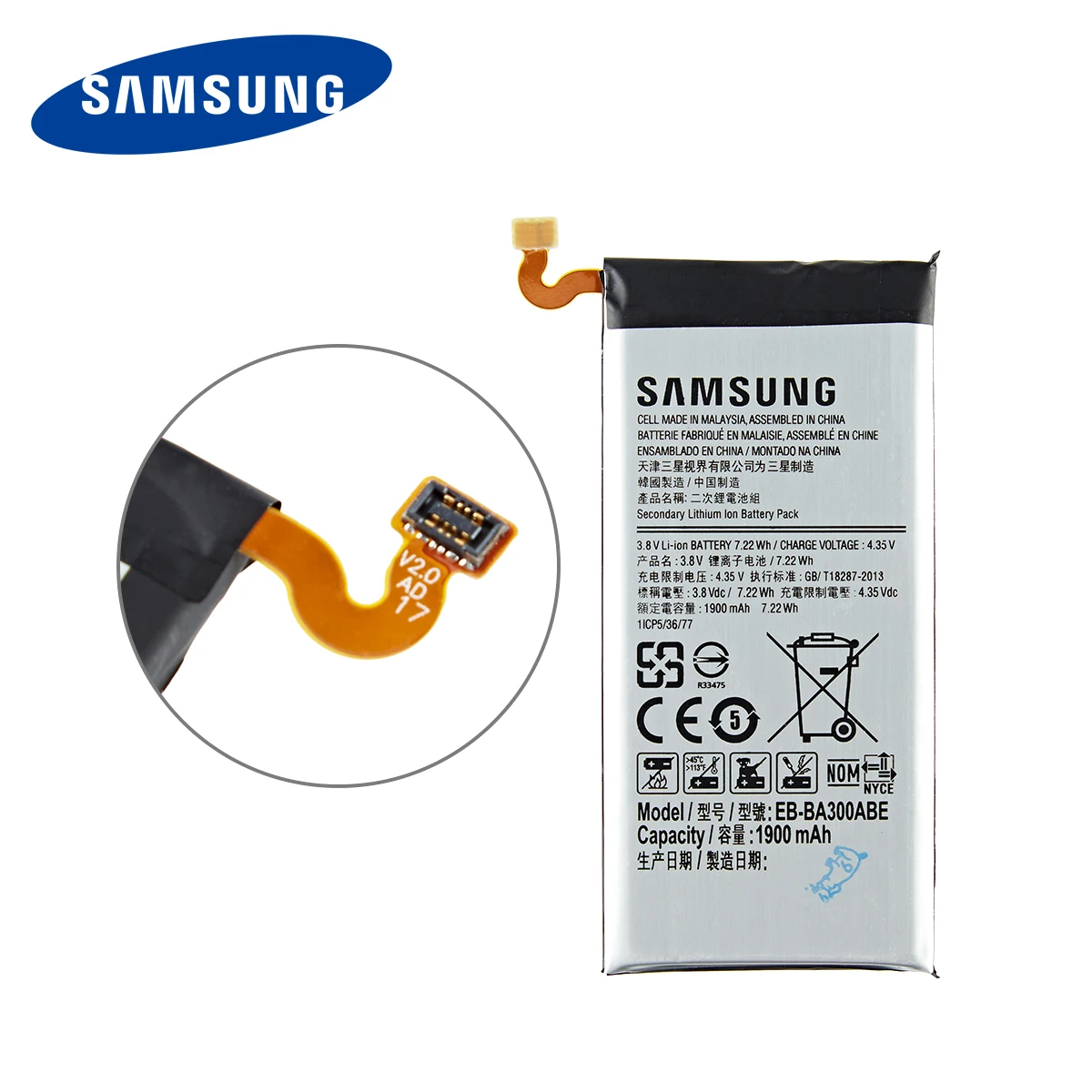 SAMSUNG Orginal EB-BA300ABE 1900mAh Battery For Samsung Galaxy A3 A300 SM-A300F SM-A300FU A3000 A3009 A300X Mobile Phone