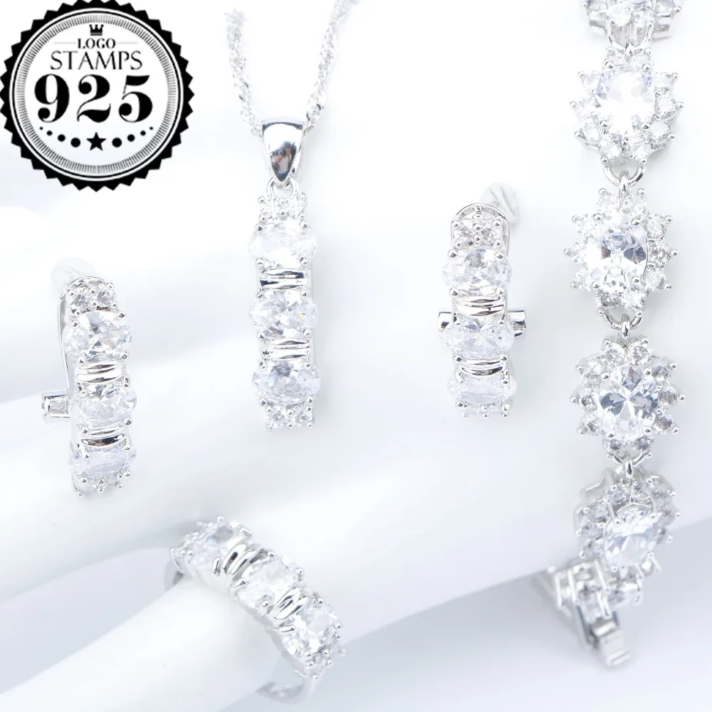 Набор свадебных ювелирных украшений для женщин кольца с подвесками из серебра 925