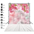 Laeacco весенние розовые цветы цветение вишни деревянный пол в горошек фон для фотосъемки детский фон для фотостудии