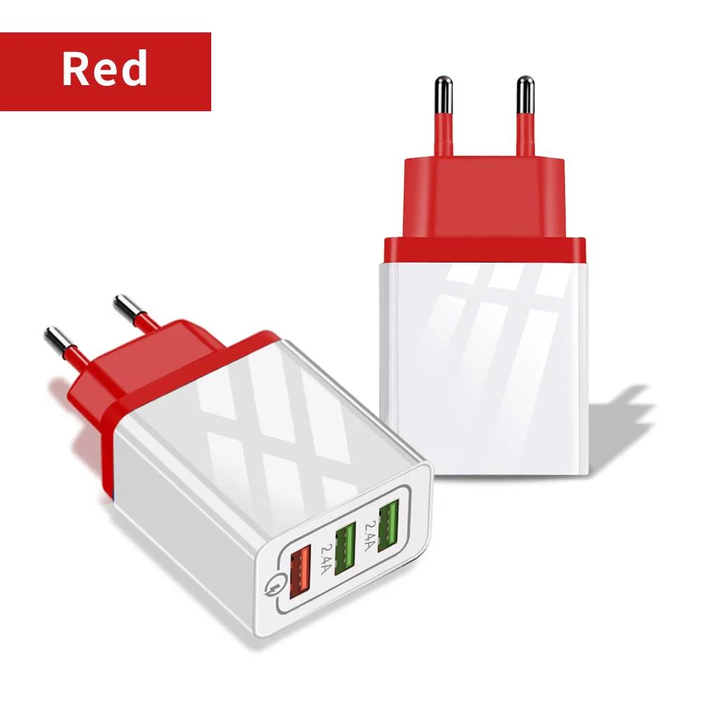 Marjay Quick Charge 3,0 USB зарядное устройство 30 Вт QC3.0 QC турбо Быстрая зарядка мульти разъем зарядное устройство для мобильного телефона для iPhone samsung Xiaomi - Тип штекера: Red EU Plug