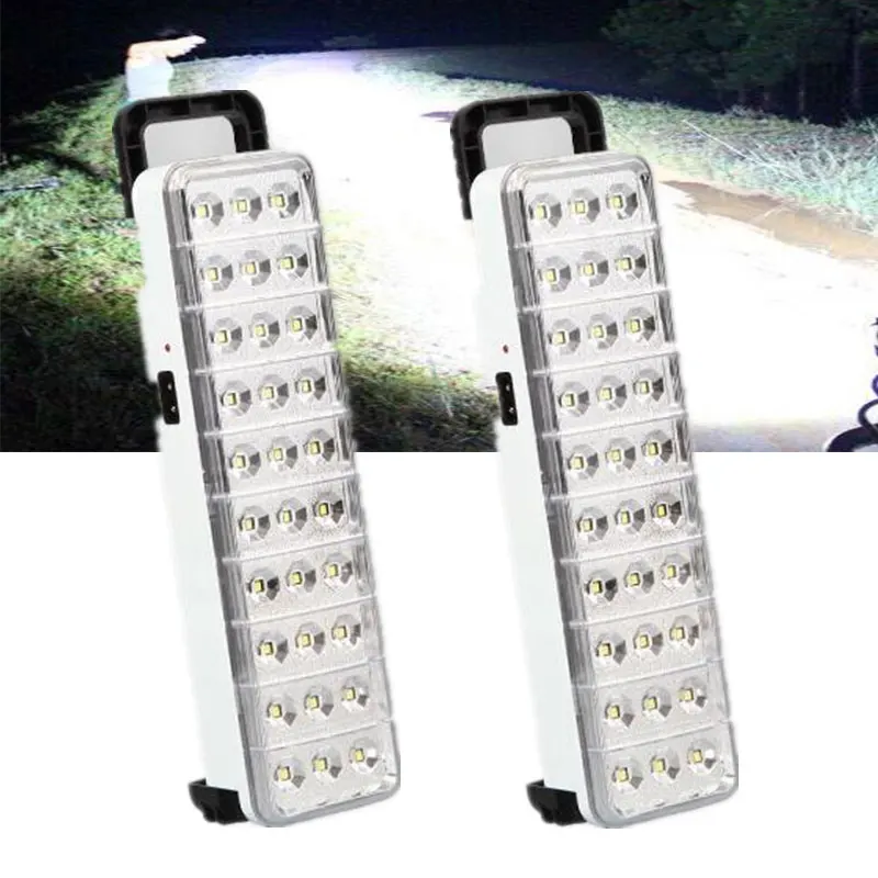 Luz LED de emergencia impermeable, linterna mini 30 LED, 2 modos, lámpara de luz de emergencia recargable para el hogar, Campamento, al aire libre