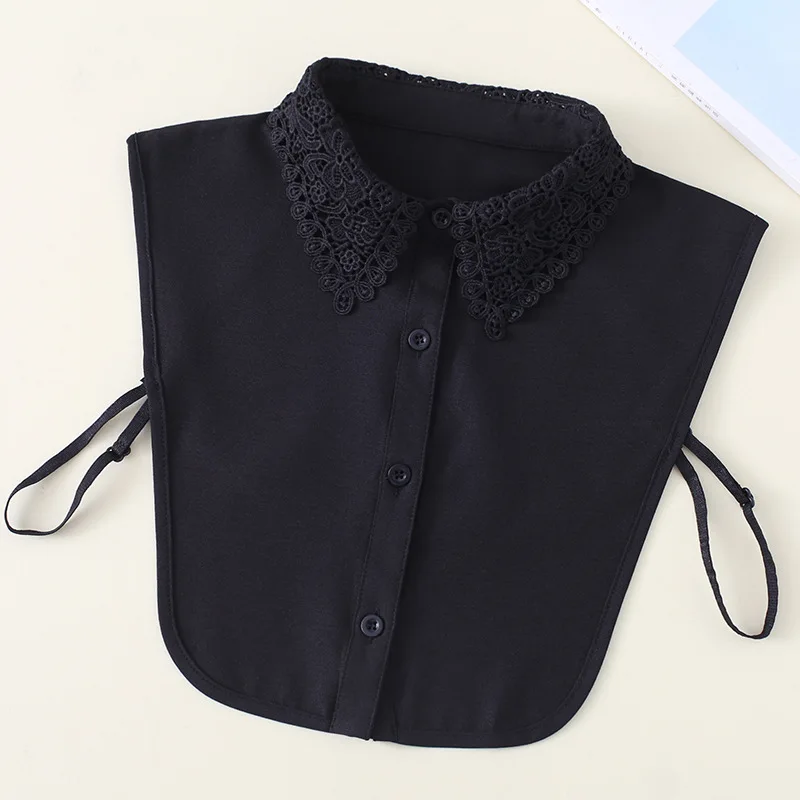 

Ladies False Collar for Women Chiffon Black Removable Detachable Collars Girl White Detachable Lapel Choker Necklace Nep Kraagie