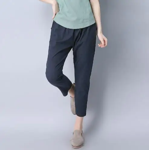 2019 Модные женские Капри эластичные брюки с высокой посадкой Талия Свободные