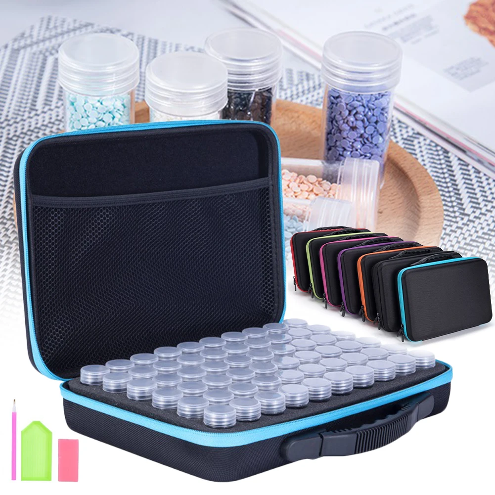 

60 Bottles Diamond Painting Accessories Container Storage Bag Box Carry Case Diamond Embroidery Tools Handbag