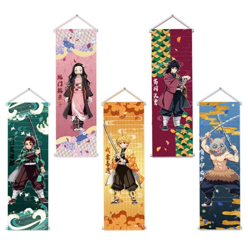 

Boutique Fashion Prints Scroll Anime Demon Slayer Kimetsu Poster Hippie Wall Picture Nordic Canvas Hanging Painting Office Home
