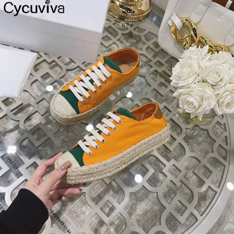 Женские холщовые туфли со шнуровкой и круглым носком | Обувь