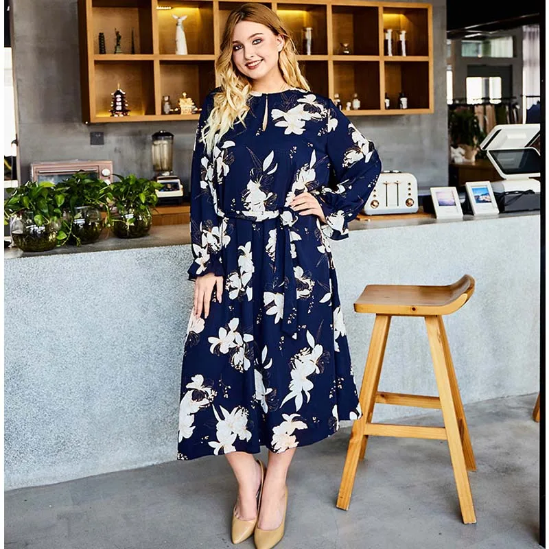 Женское богемное платье с цветочным принтом WHZHM шифоновое О образным вырезом и