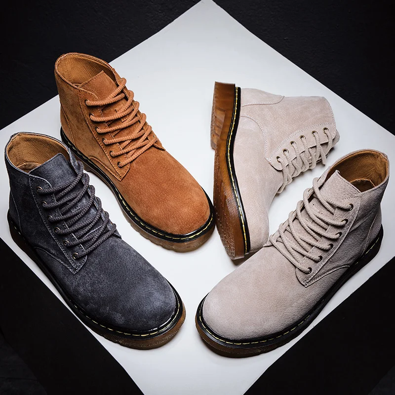 

Autumn ankle Boots Men Fashion Casual Boots Men Design Men's Boots Popular Brand Lace-up cow suede Leather Botas Hombre