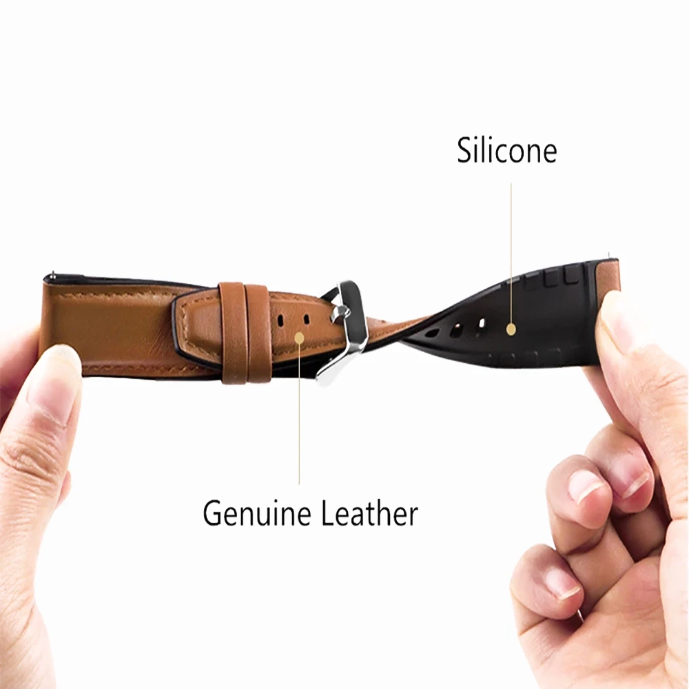 Leather Silicone Watch Band 20mm 22mm Bracelet Quick Release For Huawei Samsung Galaxy Amazfit Straps | Наручные часы